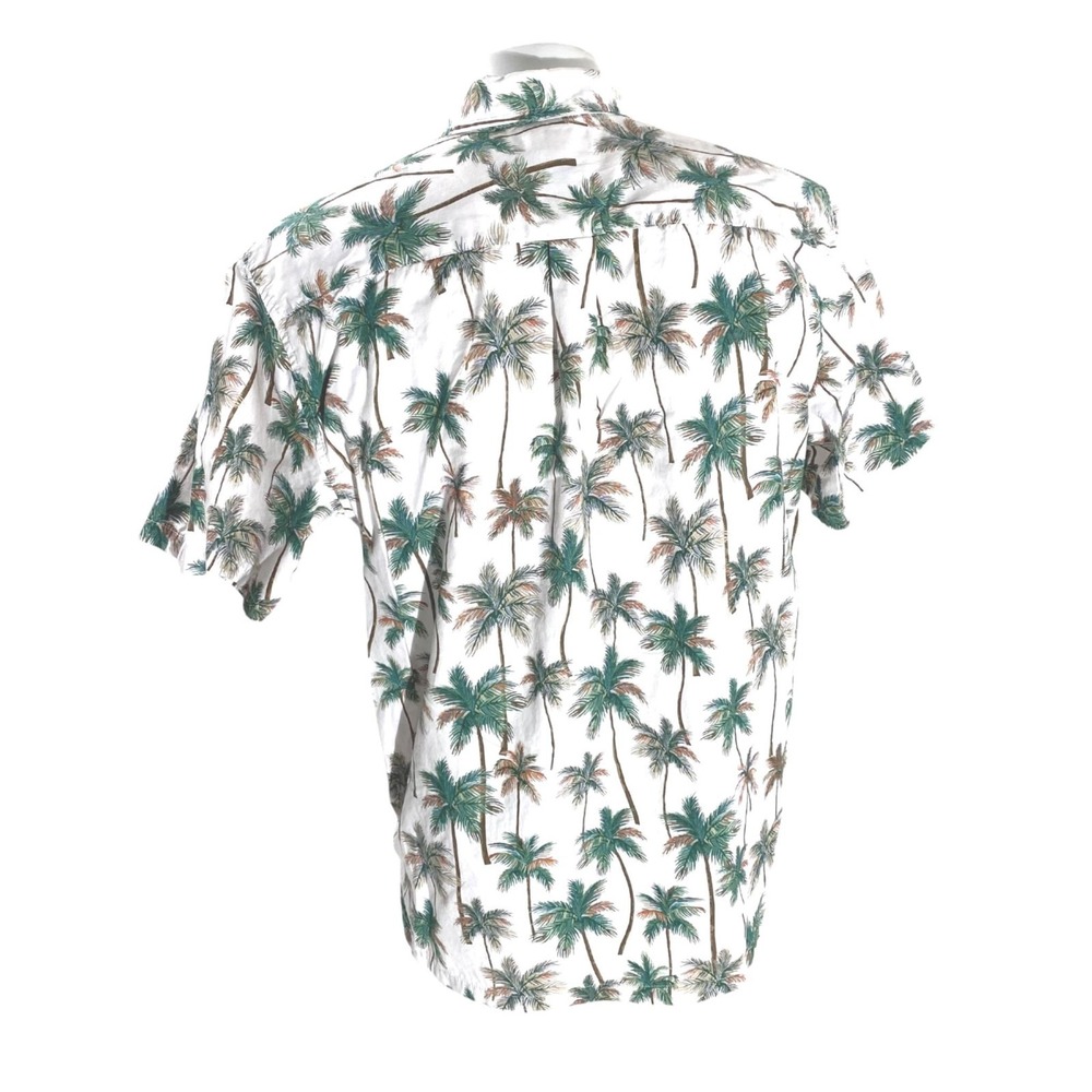 Cooke Street Hawaiian Aloha Shirt Large Palms Floral White Green - Picture 4 of 7